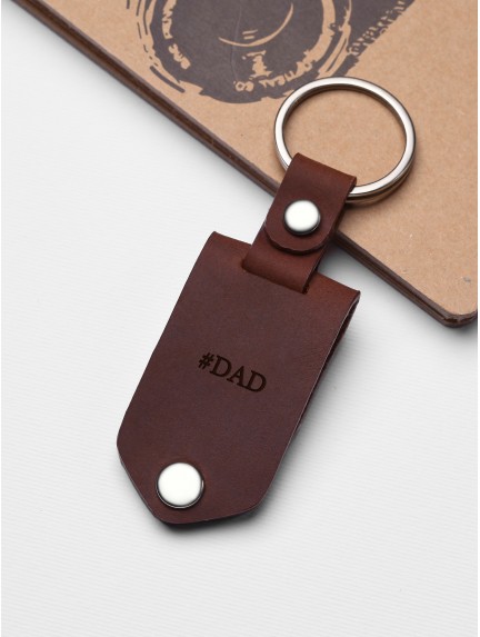 Personalized Alumnium Keychain with Leather Case for New Dad