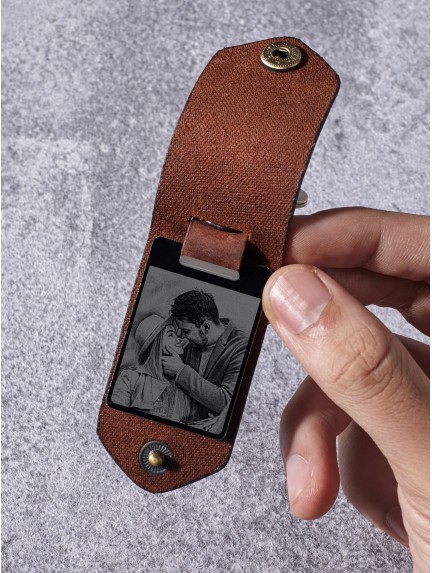 Photo Alumnium Keychain with Leather Case for Boyfriend