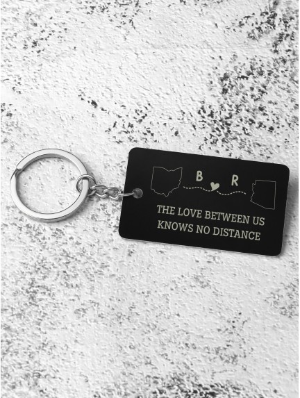 Long Distance Relationship Keychain- Aluminium