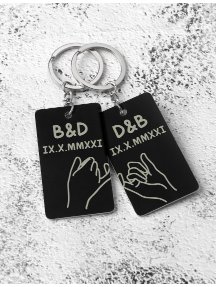Pinky Swear Couples Keychain With Roman Numeral