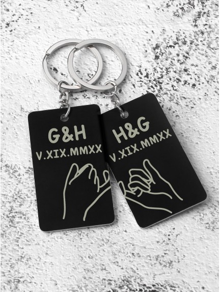 Pinky Swear Couples Keychain With Roman Numeral