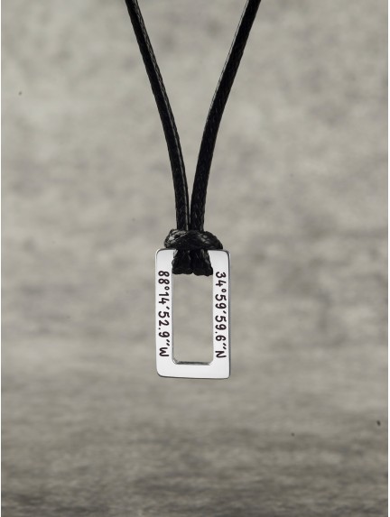 Personalized Coordinates Necklace for Men - Rectangular