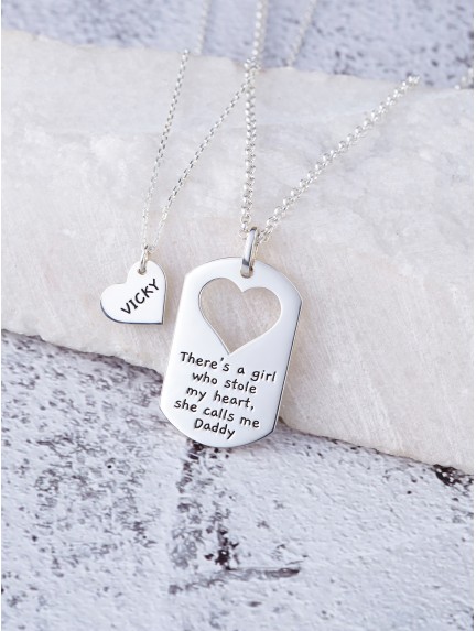 Father Daughter Necklace Set - There's a Girl Who Stole My Heart