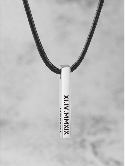 Mens Roman Numeral Leather Necklace