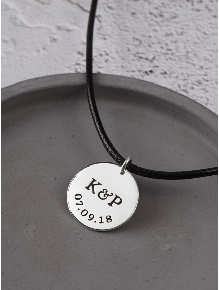 Engraved Necklace for Him - Leather Cord