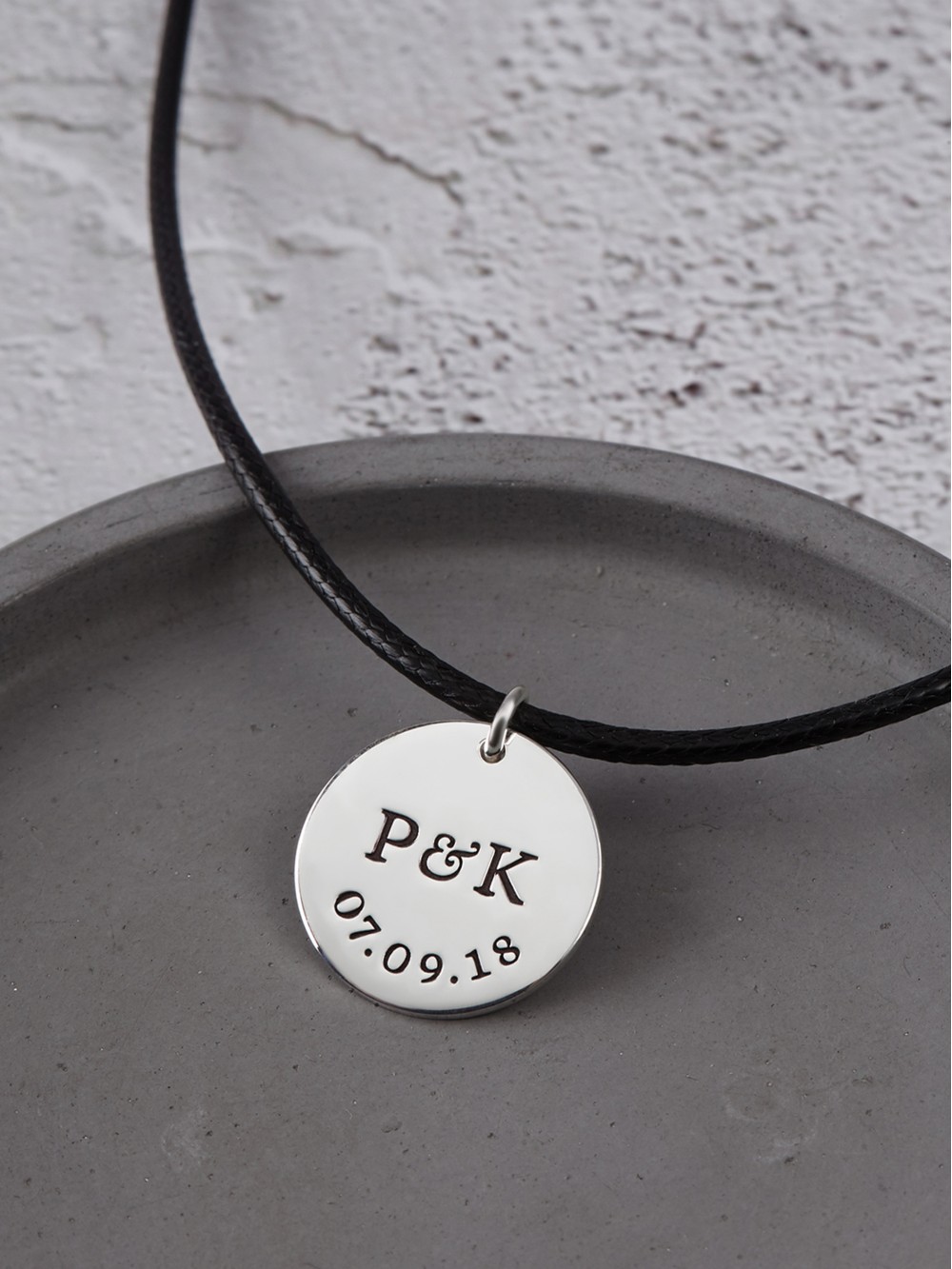 Engraved Necklace for Him - Leather Cord