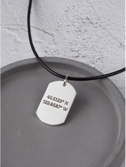 Custom Dog Tag Necklace - Leather Cord