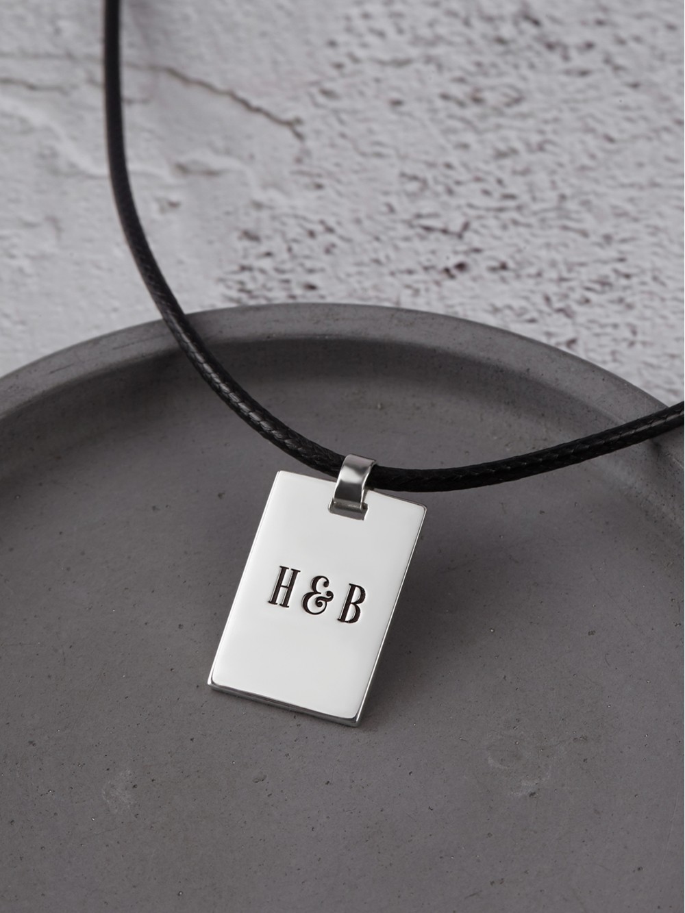 Men's Engraved Necklace - Leather Cord