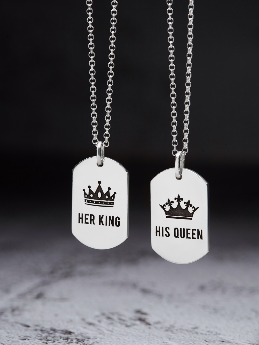 His Queen Her King Necklaces For Couples