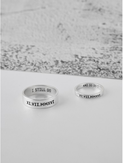 Couple Rings - Roman Numerals