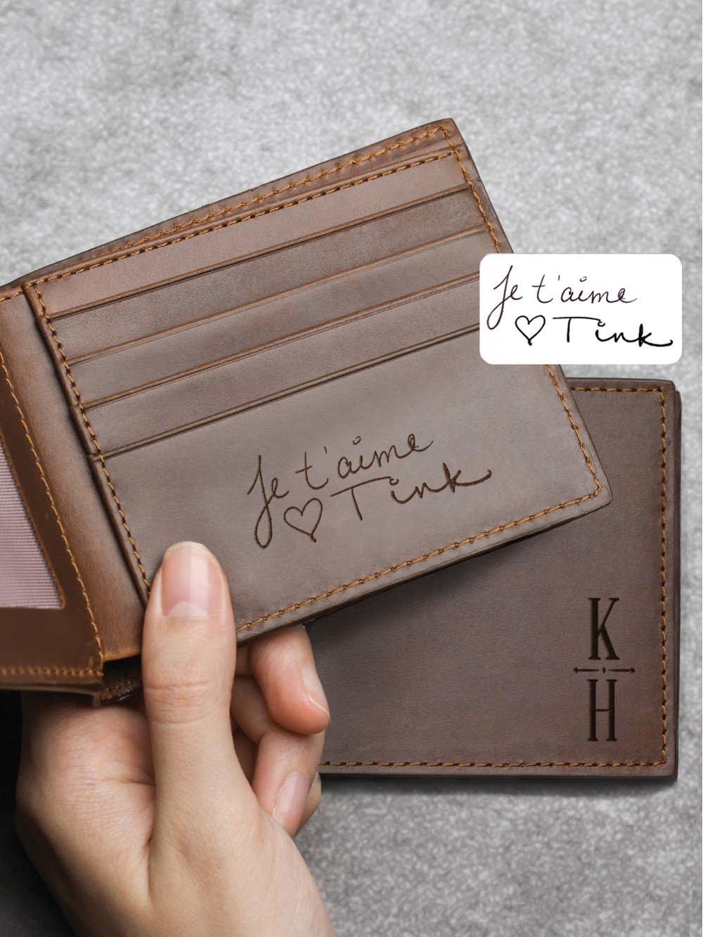 Personalized Handwriting Wallet - Genuine Leather | Rugged Gifts