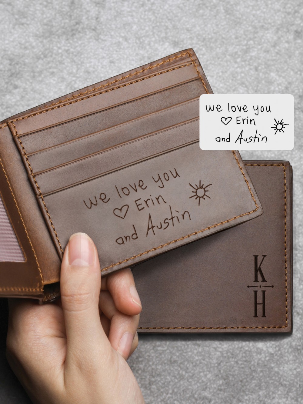 Trouwen Cadeaus & Aandenkens Cadeaus voor bruidsjonkers Engraved Leather Money Clip Wallet • Personalized Mens Leather Wallet • Custom Christmas Gifts for him Gifts for Dad Husband gift 