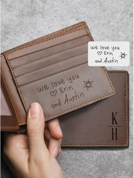 Personalized Handwriting Wallet - Genuine Leather