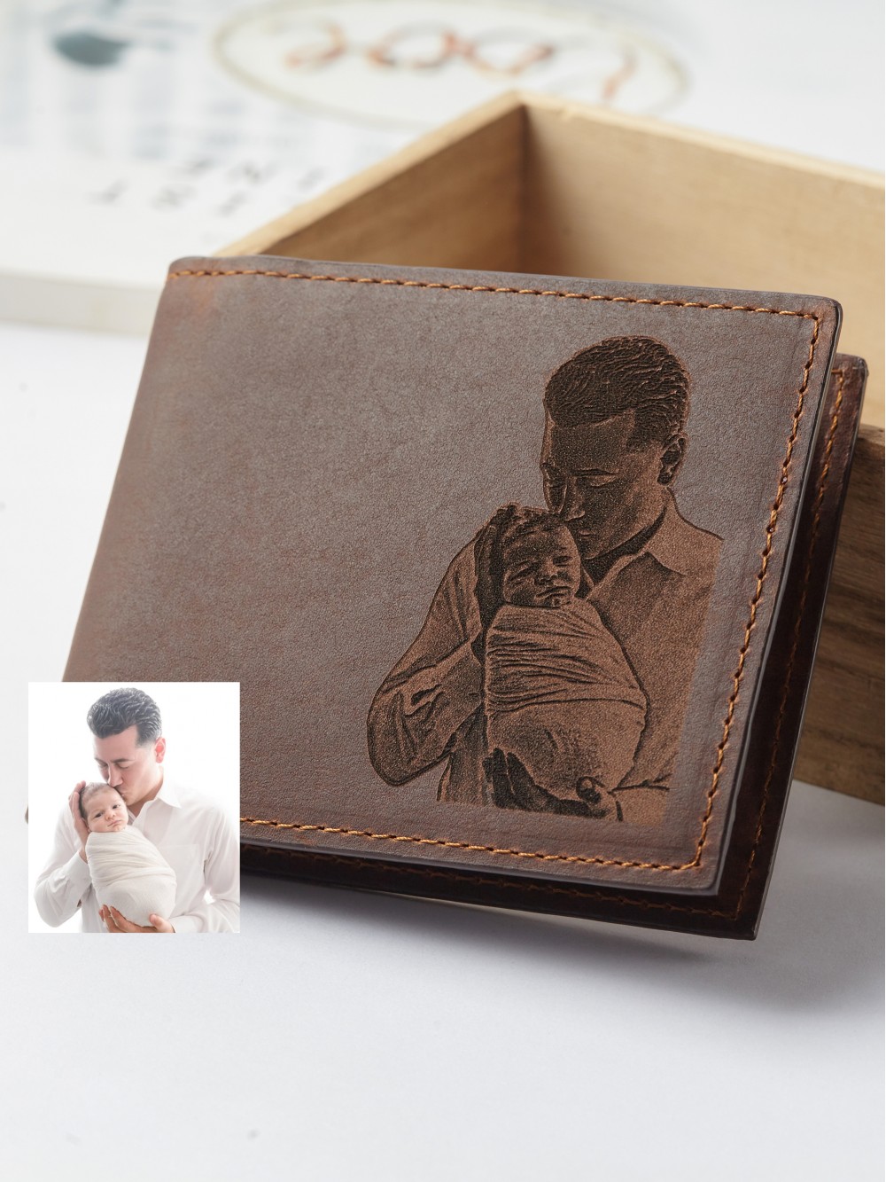 Photo Engraved Wallet For New Dad