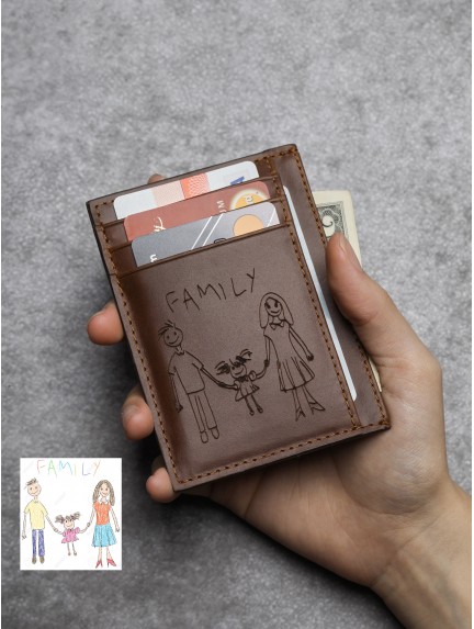 Kid Artwork Card Holder - Genuine Leather