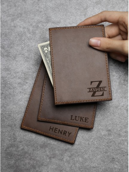 Personalized Handwriting Card Holder - Genuine Leather